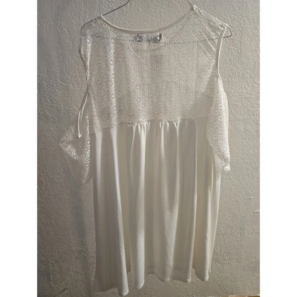 Highness Plus Size White 3xl Dress Top Lace Detail Long - Picture 3 of 4